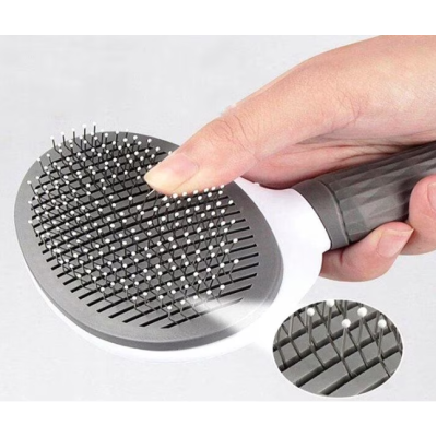 Perie par caini si pisici cu buton autocuratare Gri