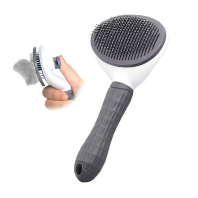 Perie par caini si pisici cu buton autocuratare Gri