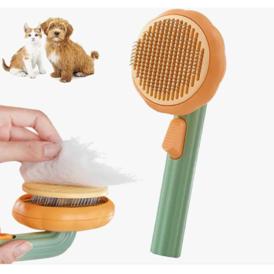 Perie pentru parul animalelor de companie cu buton pentru o curatare usoara
