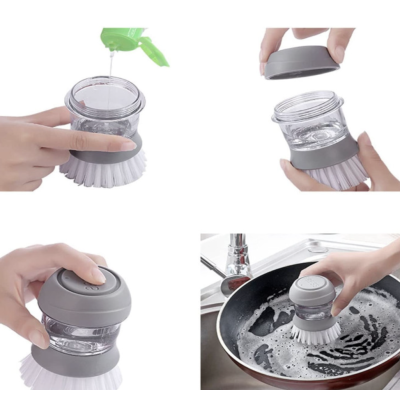 Perie pentru vase cu dozator detergent si suport