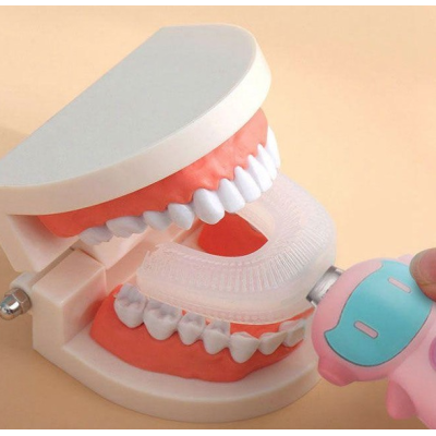 Periuta de dinti electrica pentru copii, forma de U, ALBASTRA