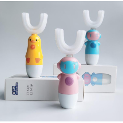 Periuta de dinti electrica pentru copii, forma de U, ALBASTRA