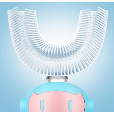 Periuta de dinti electrica pentru copii, forma de U, ALBASTRA