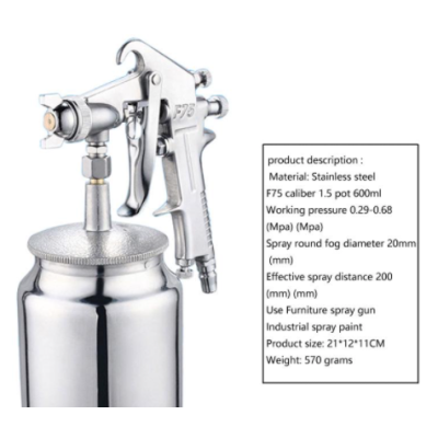 Pistol de vopsit F-75 S  cu aer comprimat + rezervor 750ml CUPA DEDESUBT