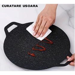 Plita Japoneza rotunda cu manere placa grill antiaderenta diametrul 28 cm