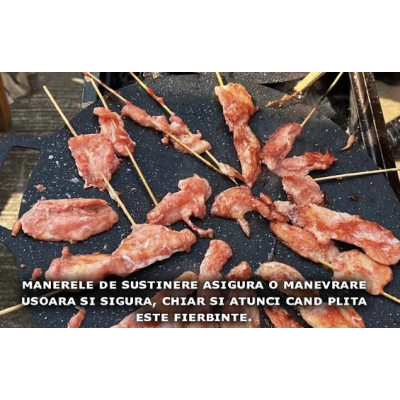 Plita Japoneza rotunda cu manere placa grill antiaderenta diametrul 28 cm