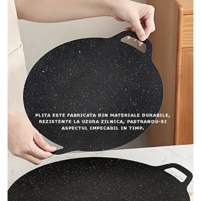 Plita Japoneza rotunda cu manere placa grill antiaderenta diametrul 28 cm
