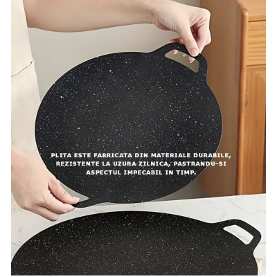 Plita Japoneza rotunda cu manere placa grill antiaderenta pluristratificata diametrul 30 cm