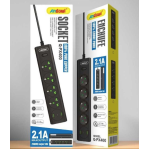 Prelungitor Electric cu 4 prize 2 USB Tip A 1 USB Tip C si intrerupator Q PX400