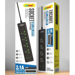 Prelungitor Electric cu 4 prize 2 USB Tip A 1 USB Tip C si intrerupator Q PX400 Prelungitor Electric cu 4 prize 2 USB Tip A 1 USB Tip C si intrerupator Q PX400