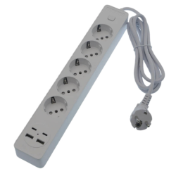 Prelungitor OG2205 5 prize cu 2 USB A si 2 USB C Comutator