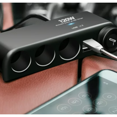 Priza auto 1525 Olesson 12V/24V cu 6 intrari 120W negru