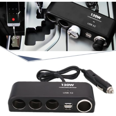 Priza auto 1525 Olesson 12V/24V cu 6 intrari 120W negru