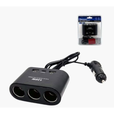 Priza auto 3 cai si USB 120W Olesson 1653