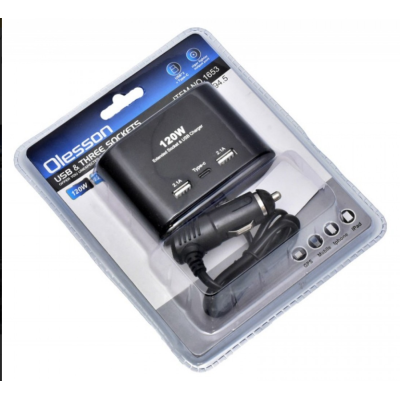 Priza auto 3 cai si USB 120W Olesson 1653