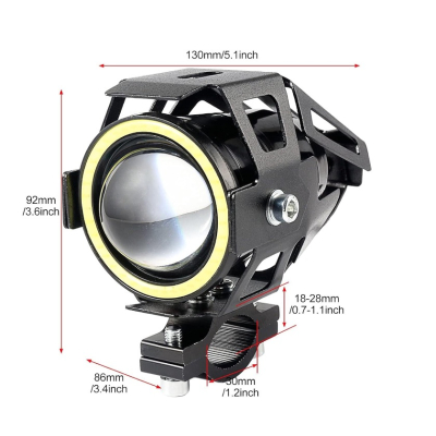 Proiector led U7 angel eyes, Moto, ATV, Off Road cu 2 faze si mod stroboscop