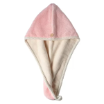Prosop turban cu nasture pentru uscare par ROZ
