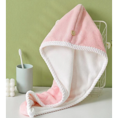 Prosop turban cu nasture pentru uscare par ROZ