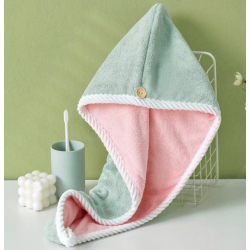 Prosop turban cu nasture pentru uscare par VERDE