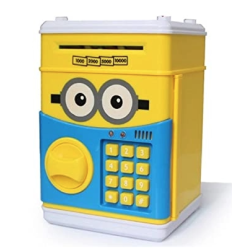 Pusculita interactiva pentru copii Minion cu functie ATM seif si cod pin Pusculita interactiva pentru copii Minion cu functie ATM seif si cod pin