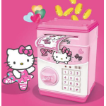 Pusculita pentru copii cu functie ATM cod pin si seif Roz/Alb Hello Kitty