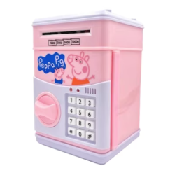 Pusculita pentru copii cu functie ATM cod pin si seif Roz/Alb Peppa Pig Pusculita pentru copii cu functie ATM cod pin si seif Roz/Alb Peppa Pig