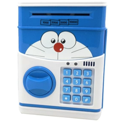 Pusculita pentru Copii Interactiva Alb/Albastru cu Cod Pin si Seif Functie ATM