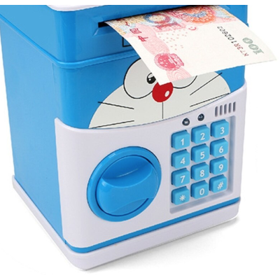 Pusculita pentru Copii Interactiva Alb/Albastru cu Cod Pin si Seif Functie ATM