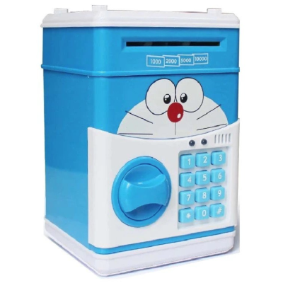 Pusculita pentru Copii Interactiva Alb/Albastru cu Cod Pin si Seif Functie ATM