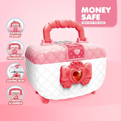 Pusculita pentru fetite  tip  cutie de machiaj rularea automată a banilor si cod