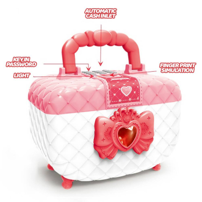 Pusculita pentru fetite  tip  cutie de machiaj rularea automată a banilor si cod