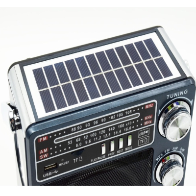 Radio cu Panou Solar XB-921 BT X-Bass mp3 player cu suport card sd/usb NEGRU