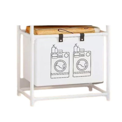 Raft/Cos Depozitare Haine Murdare pentru Baie 1 Cos Cadru de Otel Inoxidabil