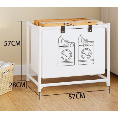 Raft/Cos Depozitare Haine Murdare pentru Baie 1 Cos Cadru de Otel Inoxidabil