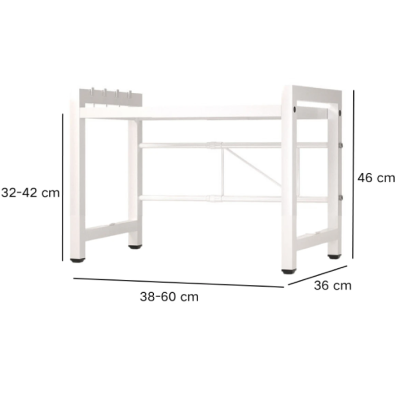 Raft extensibil pentru bucatarie polita ajustabila pe inaltime ALB