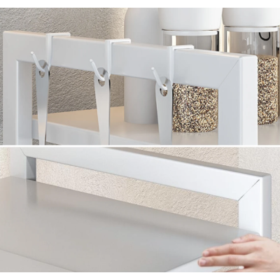 Raft extensibil pentru bucatarie polita ajustabila pe inaltime ALB