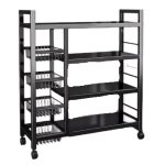 Raft metalic cu 4 polite si 3 cosuri pentru depozitare portabil