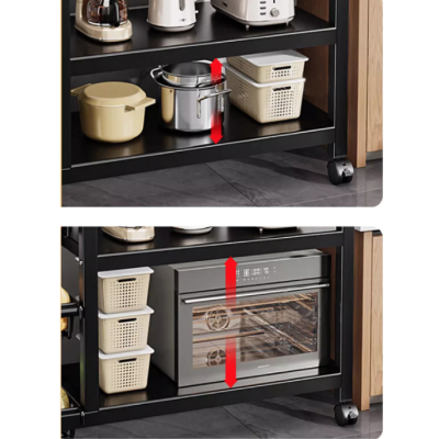 Raft metalic cu 4 polite si 3 cosuri pentru depozitare portabil