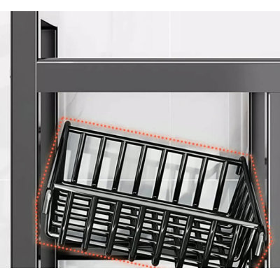 Raft metalic cu 4 polite si 3 cosuri pentru depozitare portabil