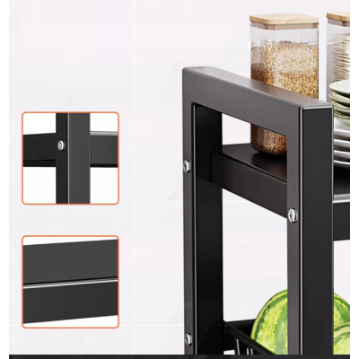 Raft metalic cu 4 polite si 3 cosuri pentru depozitare portabil