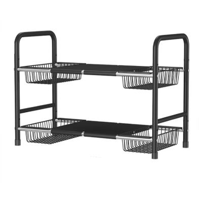 Raft metalic pentru depozitare sub chiuveta extensibil 55 85 cm 4 cosuri