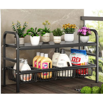 Raft metalic pentru depozitare sub chiuveta extensibil 55 85 cm 4 cosuri