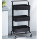 Raft portabil cu 3 nivele de depozitare maner pentru transportare din metal 45x37x82cm NEGRU
