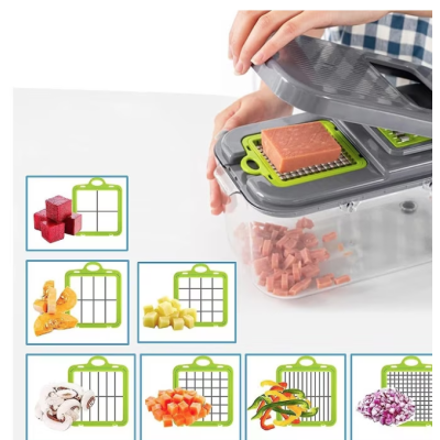 Razatoare multifunctionala pentru fructe si legume 22 piese lame din otel inoxidabil gri / verde