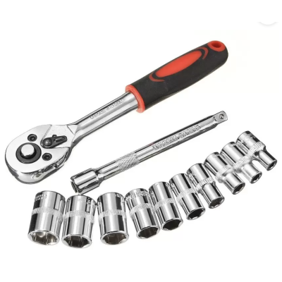 RIB chei tubulare 12 piese 1/4 cu cheie clichet otel crom vanadiu 4-13 mm