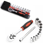 RIB chei tubulare 12 piese 1/4 cu cheie clichet otel crom vanadiu 4-13 mm