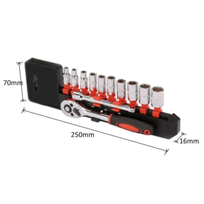 RIB chei tubulare 12 piese 1/4 cu cheie clichet otel crom vanadiu 4-13 mm