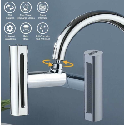 Robinet de bucatarie cu extensie 4 moduri curgere apa cascada picaturi de ploaie bule si 2 jeturi