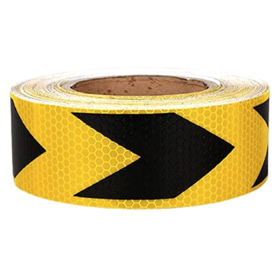 Rola banda reflectorizanta galbena cu sageata neagra 5cm x 50m