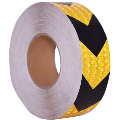 Rola banda reflectorizanta galbena cu sageata neagra 5cm x 50m